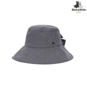 [블랙앤화이트]여성 잔체크 패턴 탈착 리본 햇모자 8606LAAH_BLACK