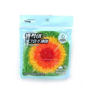 반짝이 아크릴 수세미 무지개 1매입