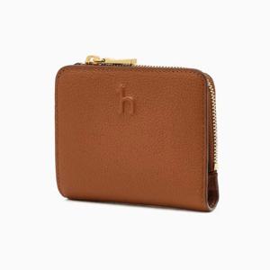 [헤지스ACC] 브라운 양각로고 소가죽 반지갑 HIWA6E240W2