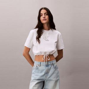 [캘빈클라인 진](47F231G)여성 쿨링 저지 타이 웨이스트 크롭 티