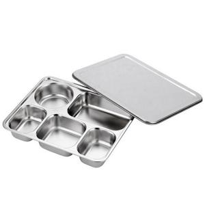 뚜껑있는 스텐식판 유아 어린이집 유치원 군대 성인용 단체 급식 구내 식당 위생 식판 5구