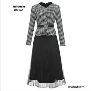 [미니멈]MD 투피스스타일 트위드 자켓 플리츠 샤 원피스  MD MYA