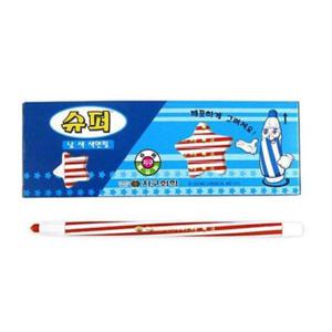채점용색연필 지구 슈퍼 낱색 색연필 채점펜 (빨강 12자루)