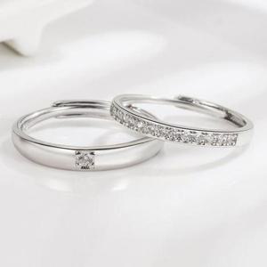 학생커플링 모던 심플 일자 지르코니아 실버 커플링 쌍반지 S925