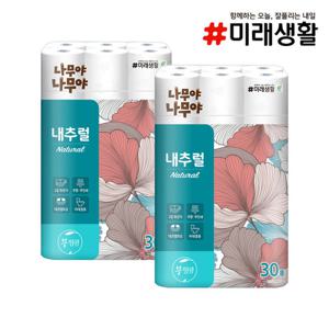 미래생활 나무야나무야 내추럴 두루마리휴지 3겹 27M 30롤 X 2개