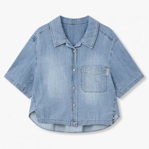 보브  (7156260006) 스트링 헴 데님 블라우스