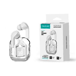 (템플러) 투명 블루투스 LCD 이어폰 화이트 BT-W500/블루투스5.3지원 (1개)