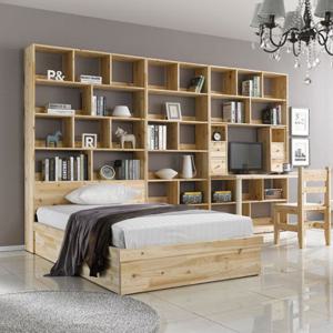 [수프로가구]삼나무침실세트 침대+책상+책장세트 원목가구