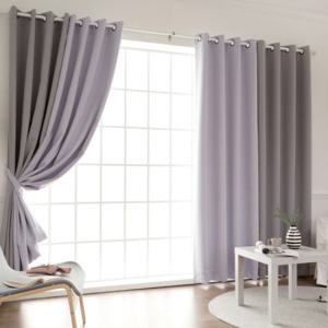 까르데코 디망쉬솔리드 투톤 암막커튼4장 라일락+도브