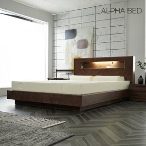 알파침대 썸누스업 월넛 LED 무늬목 평상형 침대프레임 SS