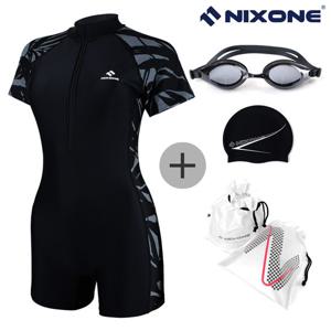 닉스원 여자/여성 아쿠아 수영복 NSW-4872BK 4종 SET