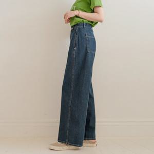 그로우앤더 [빠른배송] 커브드 절개 세미 와이드 데님팬츠(숏기본롱)