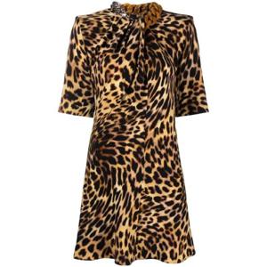 26 SS Stella McCartney 스텔라 매카트니 체인 장식 네크라인 레오파드 프린트 드레스 6A00333AS300 TP432250708