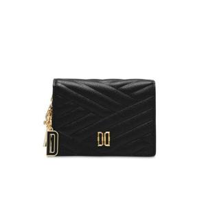 [닥스ACC][CARLISLE] 블랙 퀼팅 로고 참장식 반지갑 DCWA2F218BK