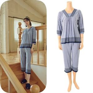 [비너스 란제리] 23SS 폴리스판 기하 보더나염 여성 홈웨어 세트 VEV3711F VEP3711F VEVEP3711F00