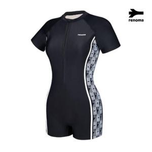 [레노마수영복] 여성 실내 하프 집업 2부 반팔 반신 수영복 블랙-RN-LS2E873-BK RNLS2E873BK