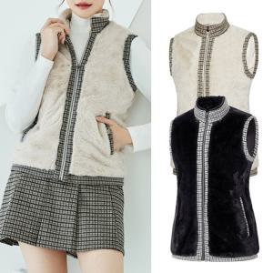 비티알 여성 겨울 체크 퍼 베스트 록벨(여) BSV7523W