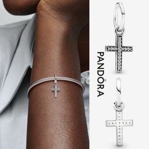 판도라 Pandora 791310CZ 스파클링 크로스 실버 댕글 참 팬던트