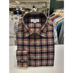 [카운테스마라 와이셔츠] 일반핏 카라커프스 배색감 소프트 기모체크 긴팔남방셔츠 (CDC4C21015G0) CDC4C21015