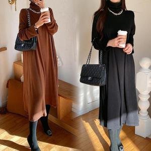 위쉬몰 RA 기모핸드폴라롱원피스(G348H412) 빅사이즈