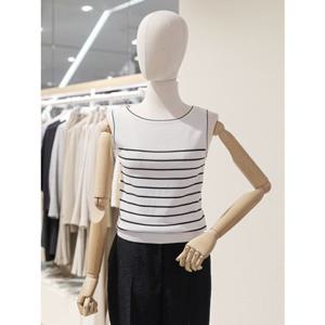 [숲] SOUP 숲 스트라이프 배색 보트넥 민소매 니트 (SB5SK35) SB5SK35