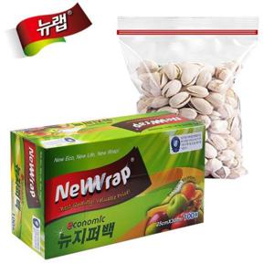 뉴랩 다회용 뉴 지퍼백 대용량100매 25x30 비닐백 비닐봉지 주방소모품 소모품 신선도유지 간식보관 냉동실