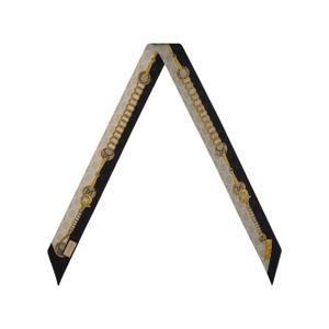 구찌 GG 체인 홀스빗 프린트 실크 넥 블랙 베이지 774819-3G001-1079