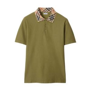 버버리 체크 칼라 코튼 폴로 셔츠 8110946