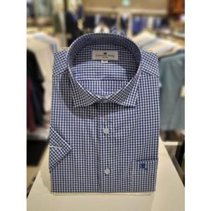 [카운테스마라 와이셔츠] 일반핏 밑단일자 시어서커 체크 반팔남방셔츠 (CDCY2C6402B0) CDCY2C6402