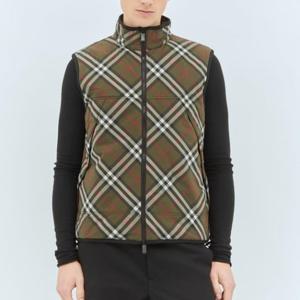 26 SS 버버리 빈티지 체크 모티프 패딩 집업 질렛 베스트 카키 8095411 C1205