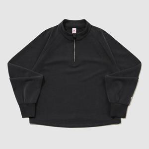 [르꼬끄] 여성 샌드워싱 더블텐션 루즈핏 하프집업 QQ322OFS84_BLK QQ322OFS84