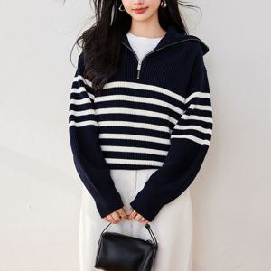 F007401_하이넥 반오픈 집업니트 단가라티셔츠 스웨터