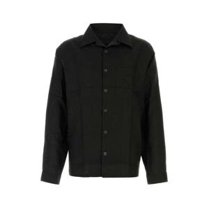 26 SS 프라다 블랙 롱슬리브 퓨어 린넨 버튼 셔츠 UCN441SUMO14H4