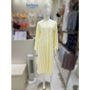 [바바라] 옐로우 스트라이프 면스판니트 원피스파자마 AGW4612L AGW4612L