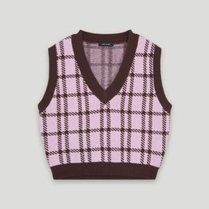 [코데즈컴바인] 체크 브이 크롭 니트 베스트 (CKD-VT001WA) CKDVT001WA0