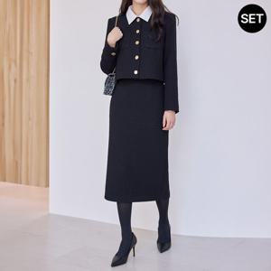 [한정수량] [모리스커밍홈] [55-77]FW트위드 라운드 자켓+스커트 셋업_M2511SE069D