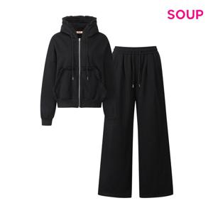 [숲]프릴 기모 후드 집업 앤 와이드 팬츠 셋업    S5BST04