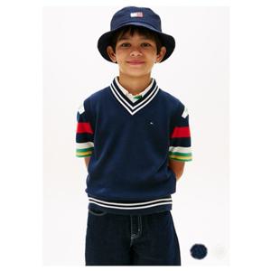 [타미힐피거칠드런] 바시티 립 브이넥 니트 베스트 (T42G1WVT100BT2) 2T 16세 T42G1WVT100BT2