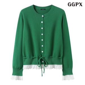 택가 79,000원 [GGPX]스트링 레이스 레이어드 니트 가디건 (GQACK001D)