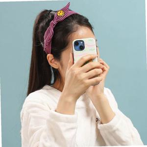 (엔젤슈슈) 스마일 자수 스트라이프 헤어밴드 연핑크