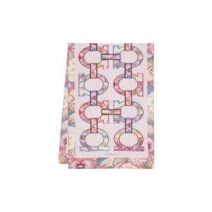 페라가모 간치니 프린트 실크 스카프 핑크 카멜 321254-790103