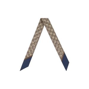 구찌 GG 스타 프린트 실크 넥 보우 네이비 663716-3G001-4175