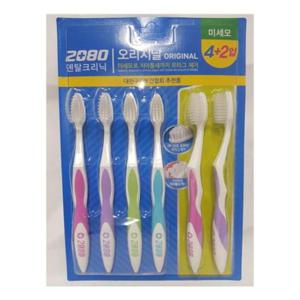 2080칫솔 2080 오리지날 미세모 칫솔 4+2개입 기획 애경