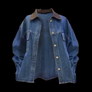 [레코브] 레오파드 카라 배색 데님 자켓 (LC61F3DJ506C) LC61F3DJ506C