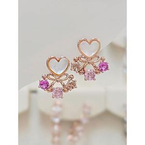 볼라레 세이브존03 볼라레 자개하트 핑크가든 은침 귀걸이 AQSSS1911A