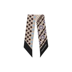 페라가모 간치니 프린트 실크 미니 방도 베이지 320911-775427