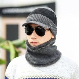 털모자 베이스 넥워머 니트 챙모자 세트(그레이) 겨울모자
