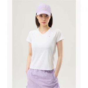 르꼬끄 여성 메쉬 배색 슬림핏 브이넥 티셔츠 - 화이트QQ122TRS32 409308