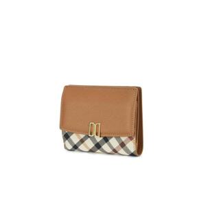 선물포장  (DCWA5F428W2) 브라운 체크배색 DD로고 2단 반지갑