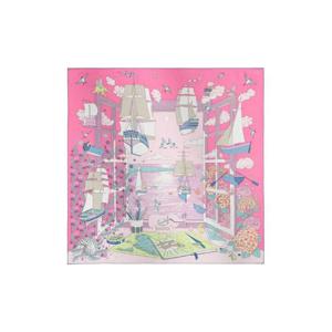 에르메스 레스프리 상볼 스카프 90 실크 트윌   로즈 봉봉 빠름므 블루 진 H004300S07